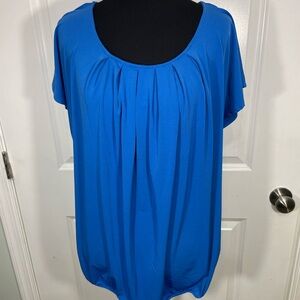 New York & Company Royal Blue Pleated Blouse